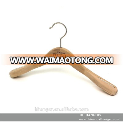 Wholesale wood suit hanger for baby customer size workable with laser engraving logo