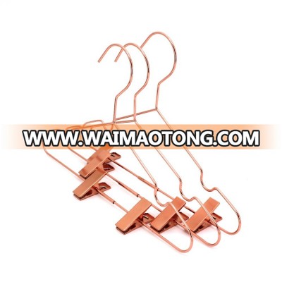 HH style rose gold copper wire metal pants trousers clothes hangers with clips